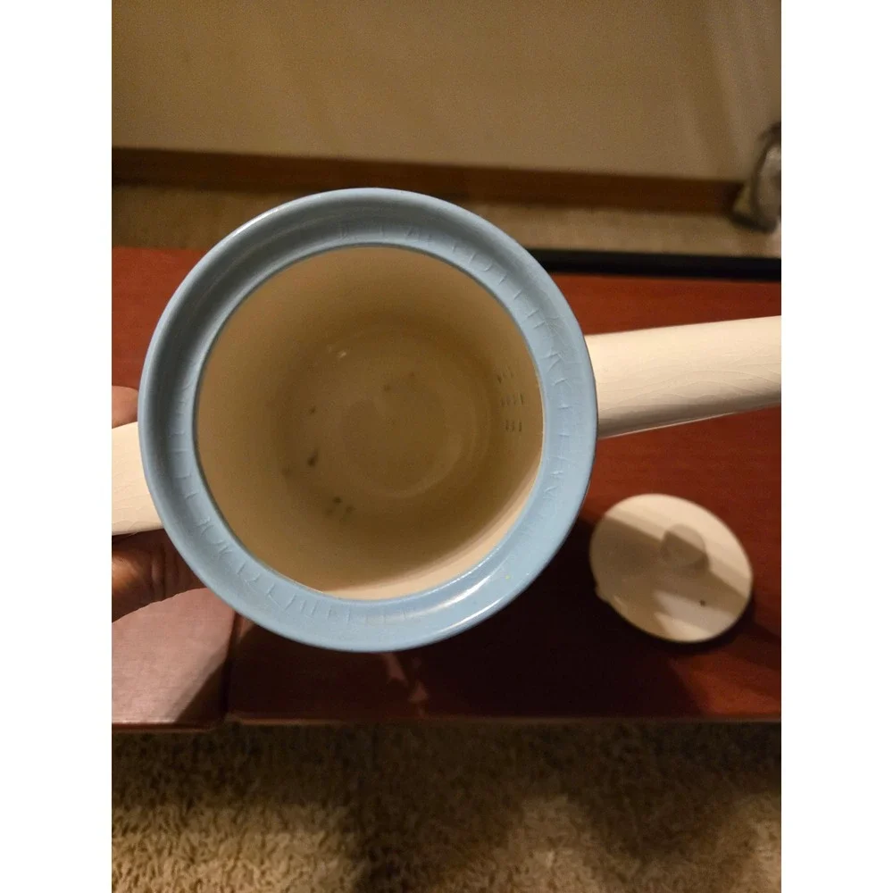 Vintage‎ Majolica Kasuga Japan Coffee Pot Blue White Mid Century Modern Ceramic